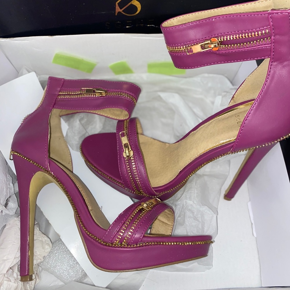 Purple and gold heels